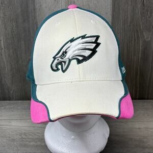 Philadelphia Eagles Reebok OnField Flexfit Hat S/M White Green Pink NFL